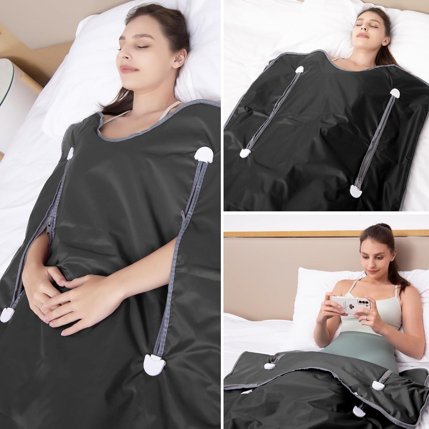 Far Infrared Sauna Blanket for Detox Portable Infrared Sauna Blanket Heating Sauna Blanket for Home Therapy Remote Controller Sauna Blanket with 95–176 °F Temp Range Black