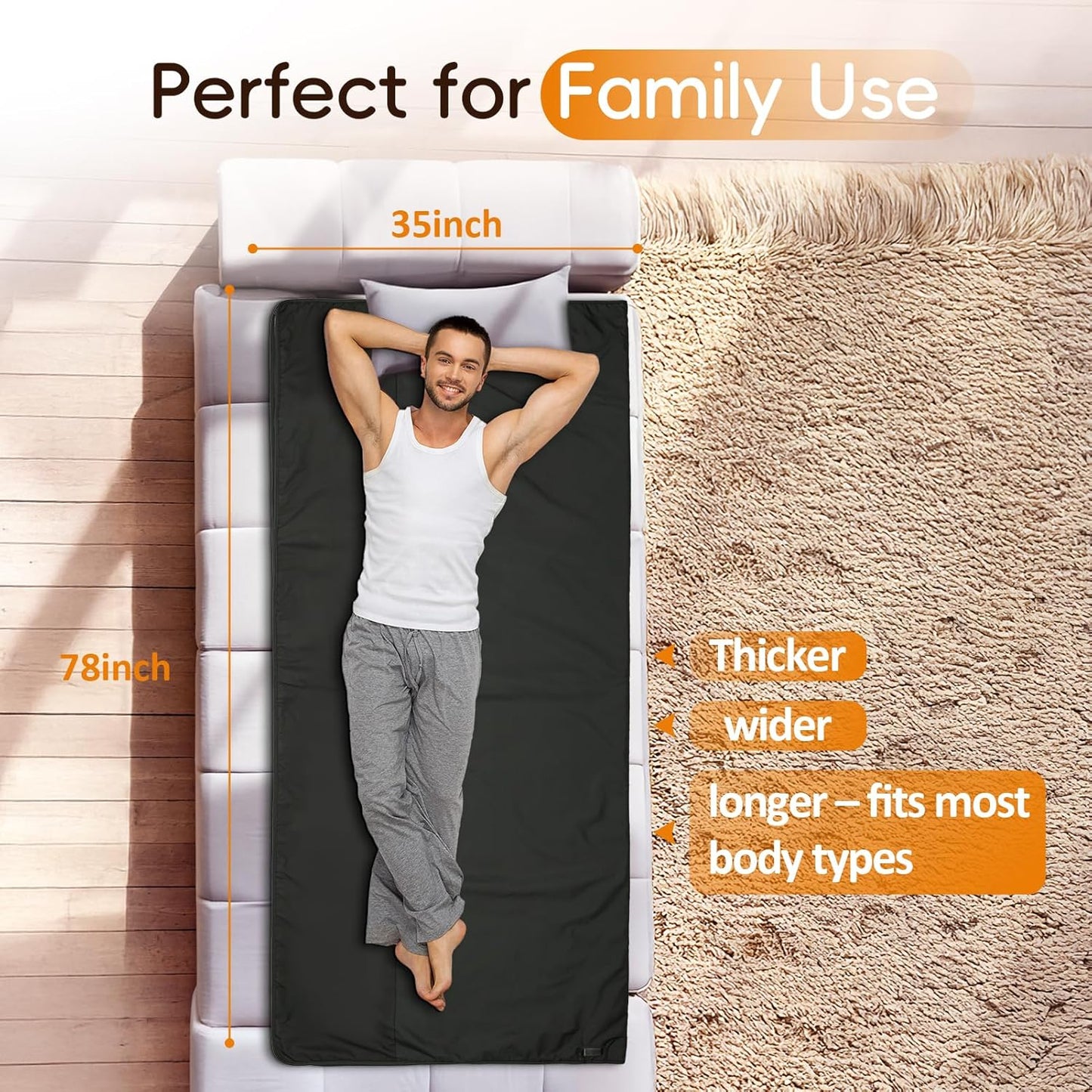 Comfytemp Infrared Sauna Blanket 35" X 78" Extra Large, Support Dual Zone Temperature Control & App Control — Smarter & Safer Portable Sauna Blanket, Low EMF, for Sweating, for Mom