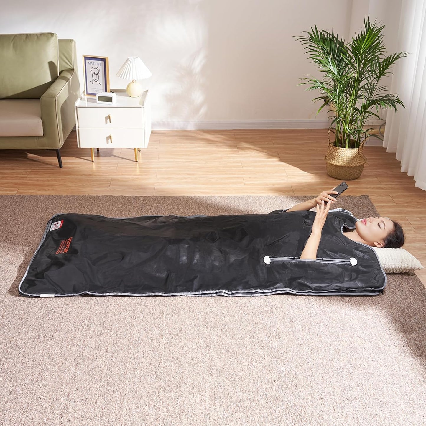VEVOR Sauna Blanket, Portable Far Infrared Sauna for Home, Oxford Sauna Bag w/Arm Holes & Carbon Fiber Heating, 1-6 Level Adjustable Temp 95-176℉, 5-60 Minutes Timer, 71 x 31 in