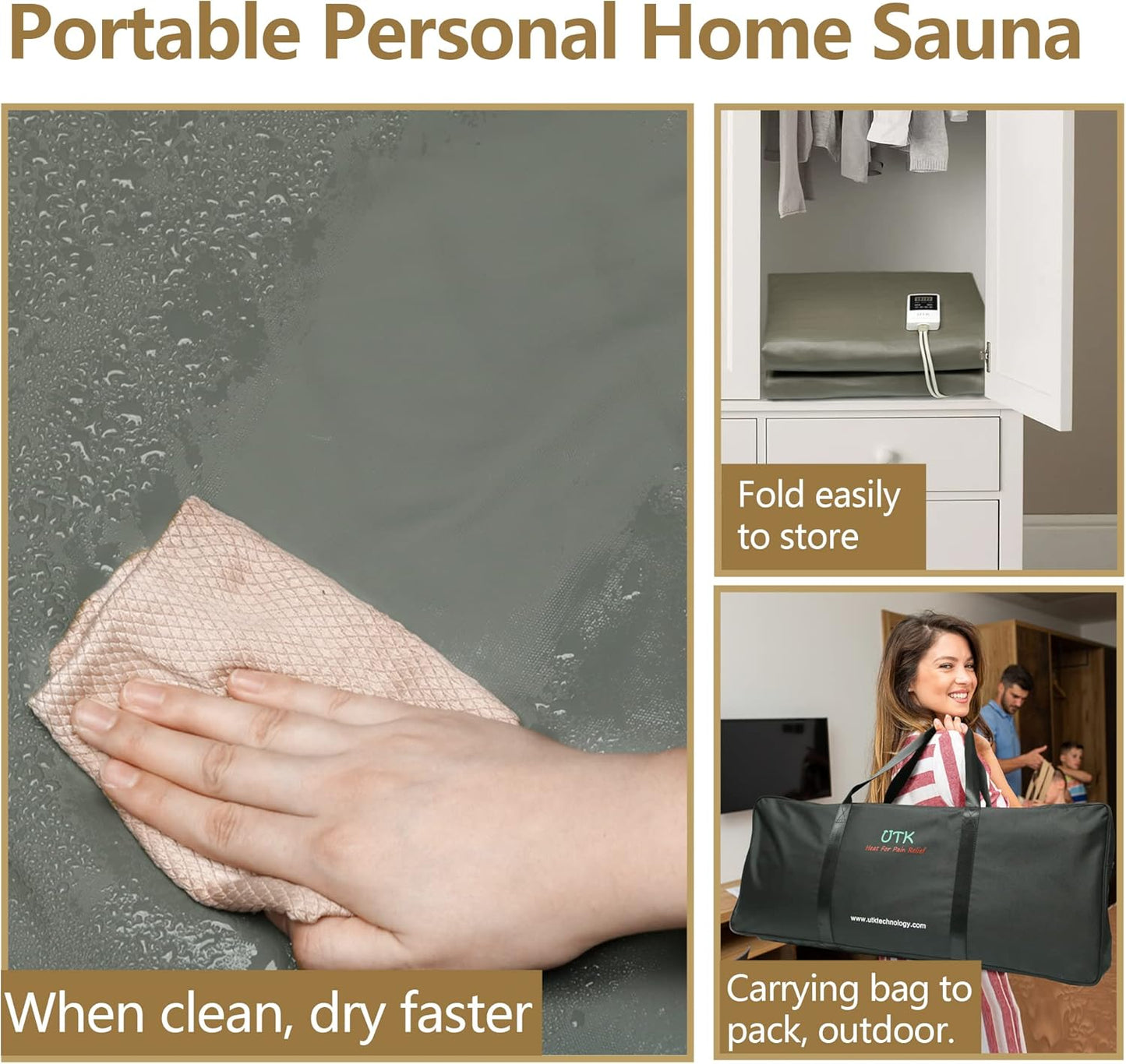 UTK Infrared Sauna Blanket, Portable Sauna for Home SPA, Fast Sweat & None Smell Infrared Sauna to Relax & Detox Your Body and Mind, (71"*71") Full-Size Home Sauna with 50 Plastic Wraps