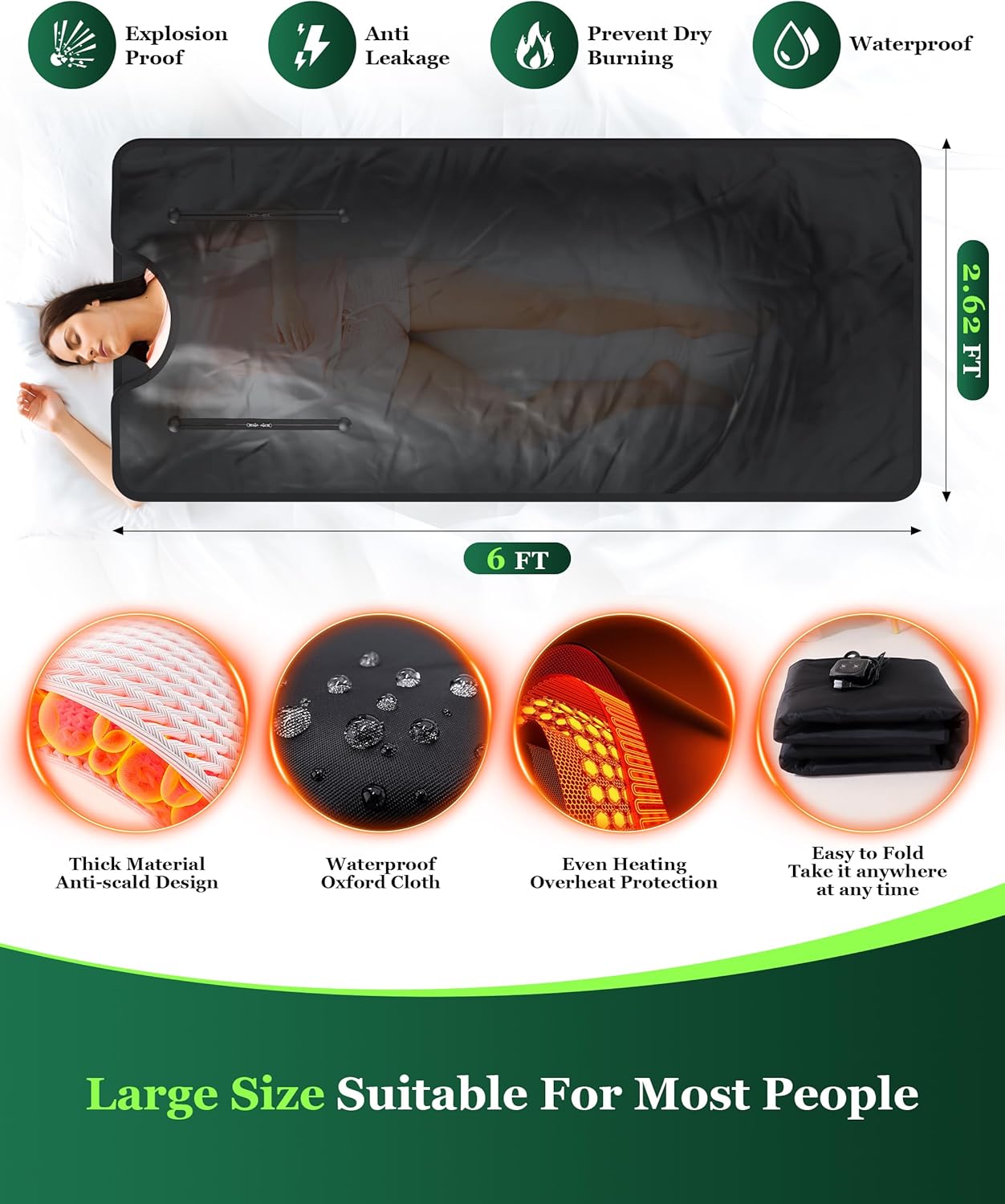 Sauna Blanket Infrared Sauna Blanket with Infrared Light, Sauna Bag for Relaxation and Wellness, Waterproof Infrared Heat Sauna Wrap