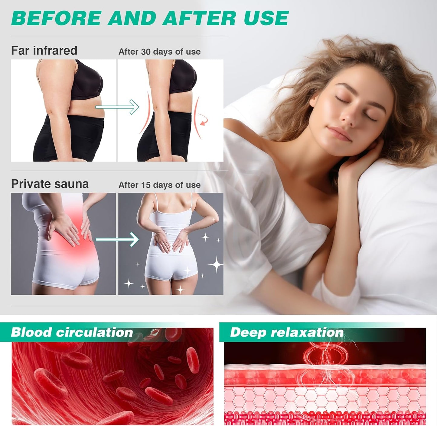 Infrared Sauna Blanket, Far Infrared Sauna for Home Detox Relaxation, Portable Sauna Infrared Blanket, 113-176℉, 30-60 Minutes Timer, 6 ft x 2.62 ft, Black-TS