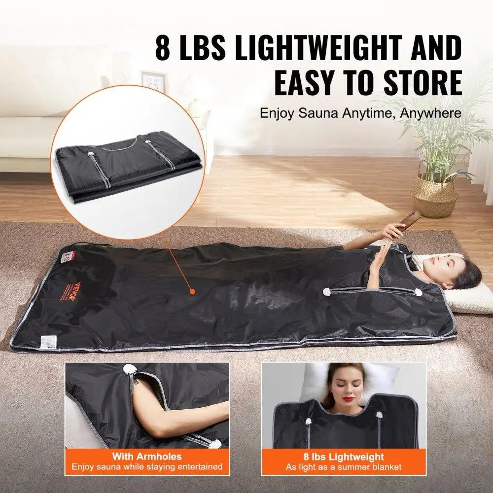 Portable Sauna Blanket Detox Far Infrared Sauna Bag Carbon Fiber Heating 1-6 Level Adjustable Temp Timer 5-60 mins 75x35in - SAUNA BLANKETS® - Free Shipping Buy Now