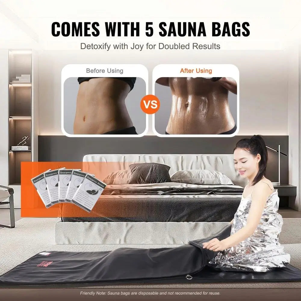 Portable Sauna Detox Blanket Far Infrared Carbon Heat 6 Level Adjustable Temperature 1-60 Minute Timer for home Relaxation - SAUNA BLANKETS® - Free Shipping Buy Now