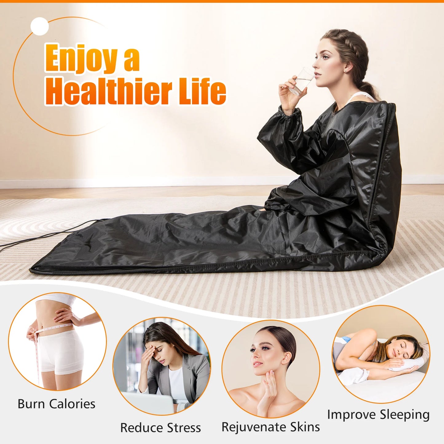 Infrared Sauna Blanket w/ Sleeves Wraps 90-180°F Temp Range 30-90Min Timer - SAUNA BLANKETS® - Free Shipping Buy Now