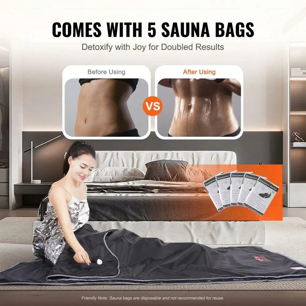 Portable Sauna Blanket Detox Far Infrared Sauna Bag Carbon Fiber Heating 1-6 Level Adjustable Temp Timer 5-60 mins 75x35in - SAUNA BLANKETS® - Free Shipping Buy Now