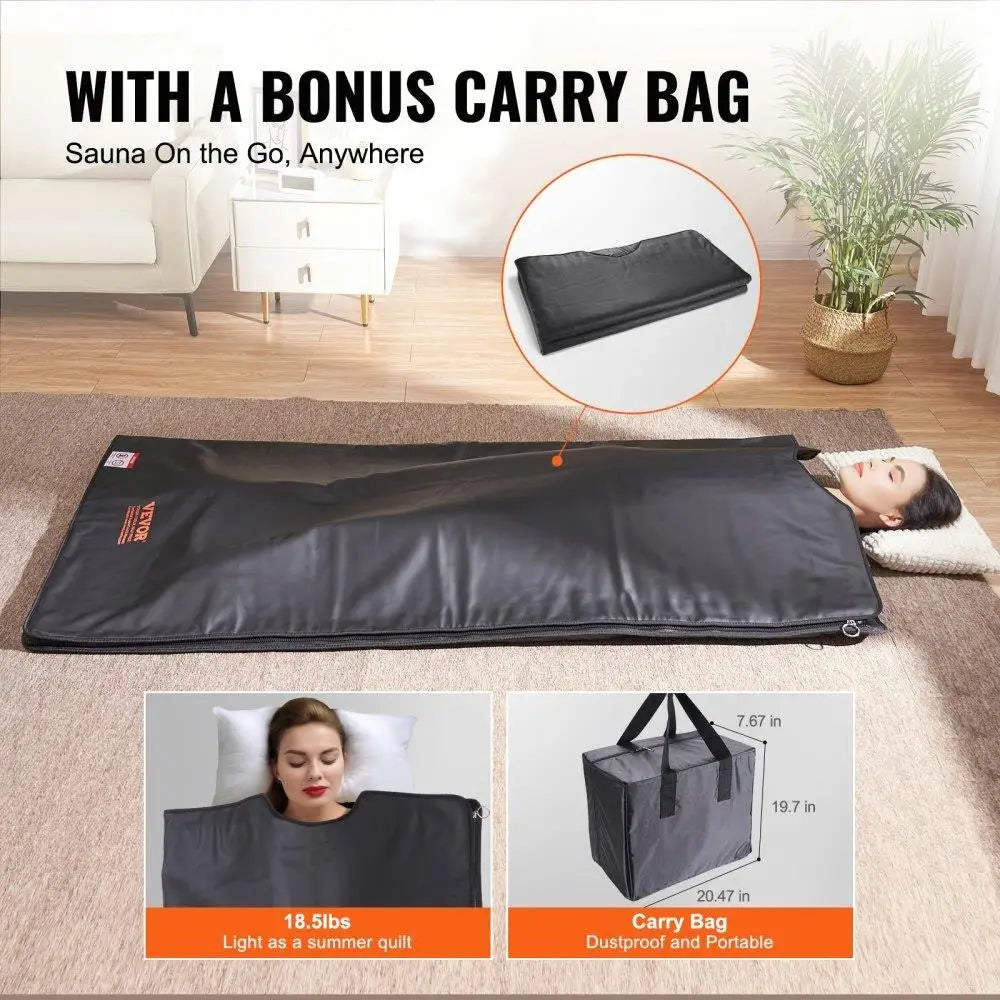 Portable Sauna Detox Blanket Far Infrared Carbon Heat 6 Level Adjustable Temperature 1-60 Minute Timer for home Relaxation - SAUNA BLANKETS® - Free Shipping Buy Now