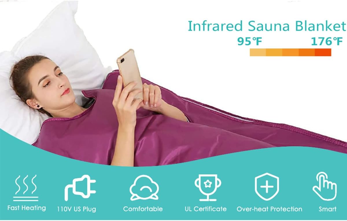 Natural Jade and Tourmaline Heat Far Infrared Sauna Blanket Home Sauna Bed Therapy Heated Portable Sauna Blanket for Home Detox 71 * 32inch