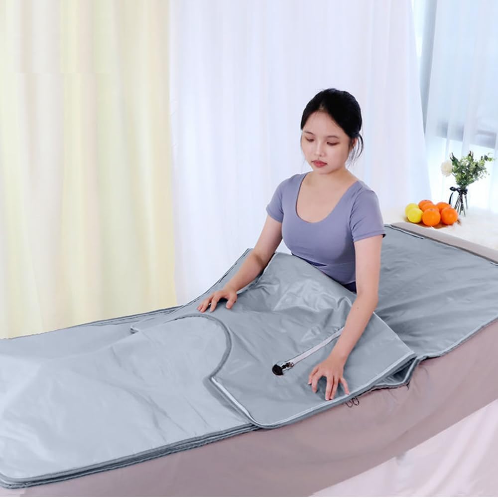 Sauna Blanket Infrared, 70” (Large) Length Heat 2 Zone far, Zipper Type, Digital Body Sauna (Grey)