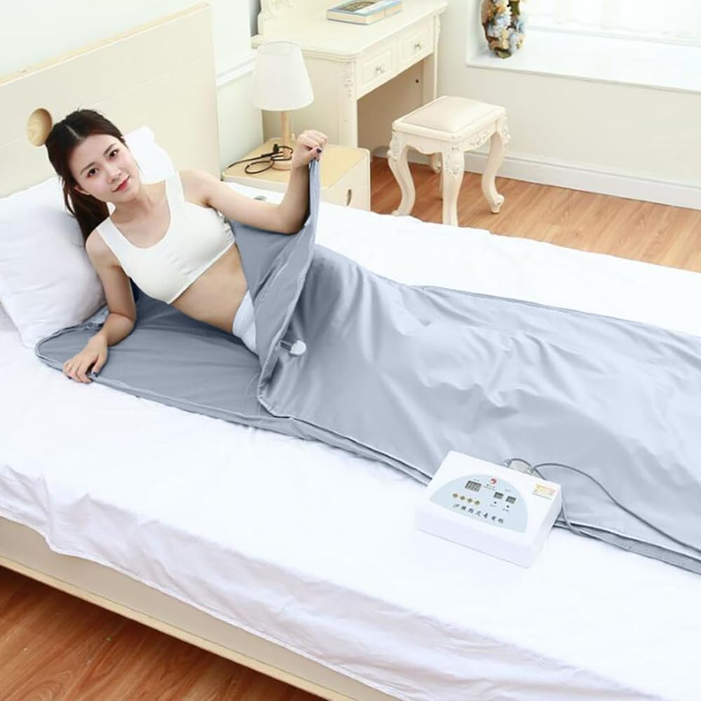 Sauna Blanket Infrared, 70” (Large) Length Heat 2 Zone far, Zipper Type, Digital Body Sauna (Grey)