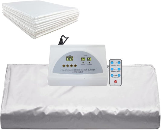 Vanell Far Infrared Sauna Detox Blanket - 2-Zone Spa Sauna Blanket, Overall Wrap Heating, FIR Technology, Zipper Type - Digital Body Heat Blanket