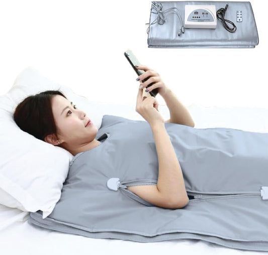 Sauna Blanket Infrared, 70” (Large) Length Heat 2 Zone far, Zipper Type, Digital Body Sauna (Grey)