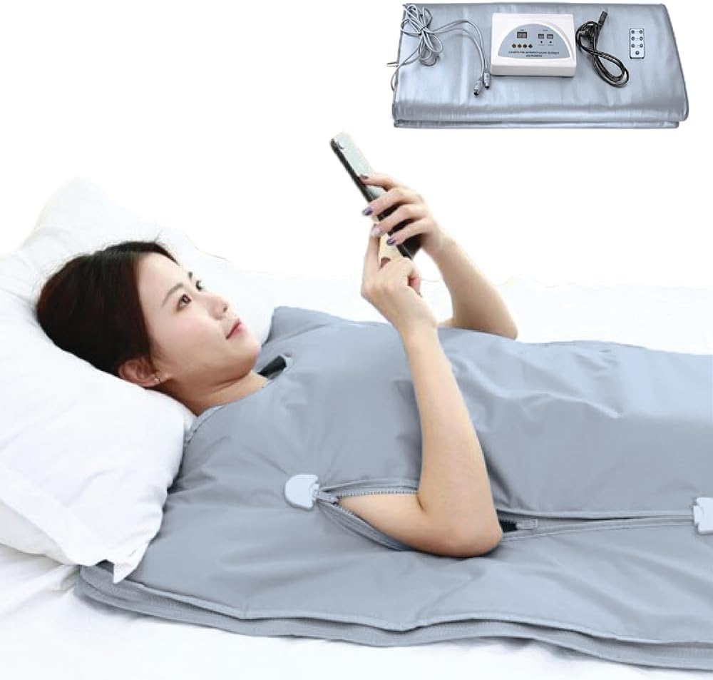 Sauna Blanket Infrared, 70” (Large) Length Heat 2 Zone far, Zipper Type, Digital Body Sauna (Grey)