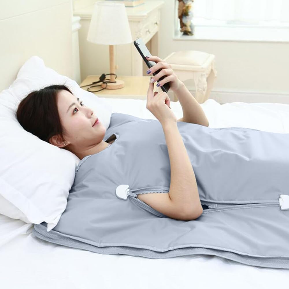 Sauna Blanket Infrared, 70” (Large) Length Heat 2 Zone far, Zipper Type, Digital Body Sauna (Grey)