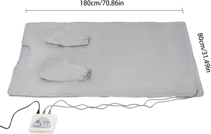 CNCEST Infrared Sauna Blanket,Portable Infrared Sauna with Sleeves for Home Detox,Fast Sweating Body Shape Fitness Far Infrared Sauna Blanket,Sauna Blanket,95-176℉,20-60 Minutes Timer,Silver