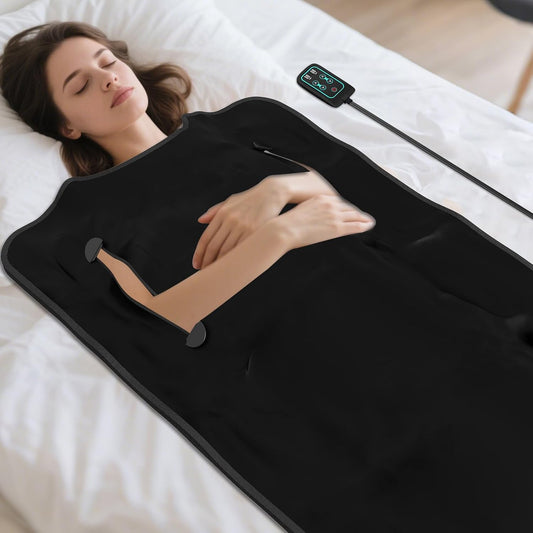 Buyplus Infrared Sauna Blanket, Portable Infrared Blanket for Relaxation, Sauna for Home Use with 95-167°F Temp Range & 30-60 Minutes Timer, 6'Lx2.6'W