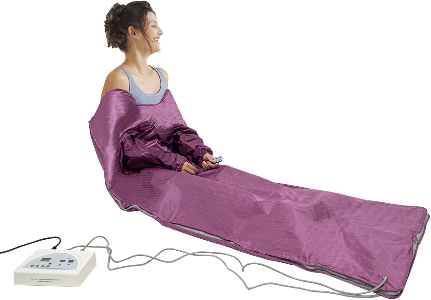 Infrared Sauna Blanket 6 ft x 2.6 ft, Portable Far Infrared Sauna Blanket for Home Use, Body Relaxation and Detoxification, 95-176°F, 0-60 Minutes Timer (Purple)