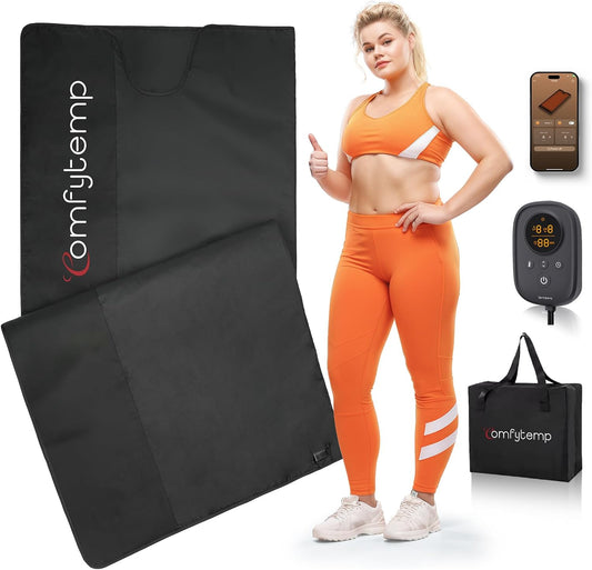 Comfytemp Infrared Sauna Blanket 35" X 78" Extra Large, Support Dual Zone Temperature Control & App Control — Smarter & Safer Portable Sauna Blanket, Low EMF, for Sweating, for Mom