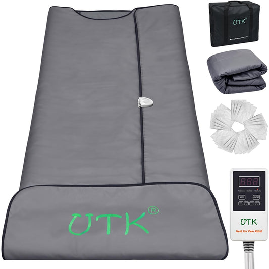 UTK Infrared Sauna Blanket, Portable Sauna for Home SPA, Fast Sweat & None Smell Infrared Sauna to Relax & Detox Your Body and Mind, (71"*71") Full-Size Home Sauna with 50 Plastic Wraps