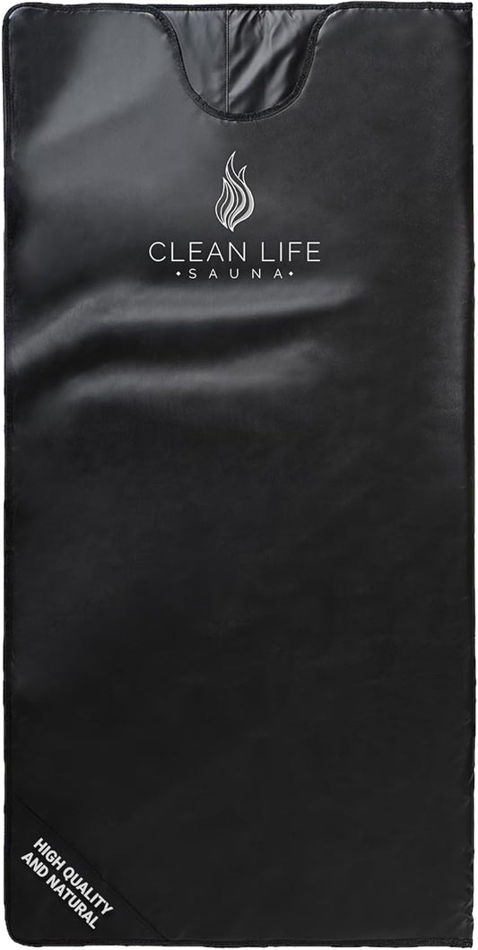 Clean Life Far Infrared Sauna Blanket - Maximum Efficiency, PEVA Material - Portable Infrared Sauna with 77–176 °F Temp Range - Detox, Cut Weight, Sweat, steam, and Cleanse, Black