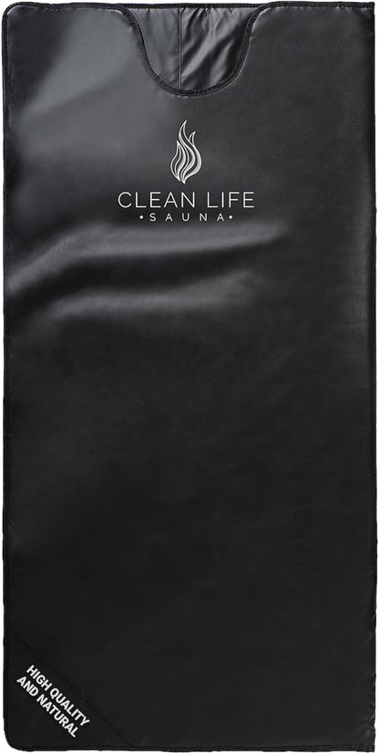 Clean Life Far Infrared Sauna Blanket - Maximum Efficiency, PEVA Material - Portable Infrared Sauna with 77–176 °F Temp Range - Detox, Cut Weight, Sweat, steam, and Cleanse, Black