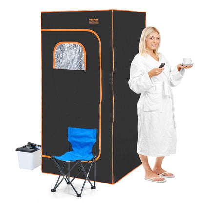 VEVOR Portable Personal Steam Sauna Spa Tent with 1200 Watt Steam Generator, with Chair & Storage Bag, Home Therapeutic Sauna Blanket for Detox Relaxation, Time & Temperature Remote Control, Black
