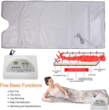 Vanell Far Infrared Sauna Detox Blanket - 2-Zone Spa Sauna Blanket, Overall Wrap Heating, FIR Technology, Zipper Type - Digital Body Heat Blanket