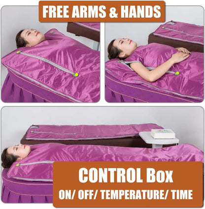 Vanell Far Infrared Sauna Detox Blanket - 2-Zone Spa Sauna Blanket, Overall Wrap Heating, FIR Technology, Zipper Type - Digital Body Heat Blanket