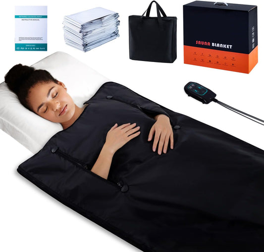 Portable Infrared Sauna Blanket for Home Relaxation Far Infrared Sauna Blanket Infrared Blanket Sauna with 86–158 °F Temp Range