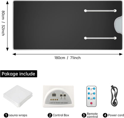 Infrared Sauna Blanket - Sauna Blanket with Remote Control for Exercise Recovery, Portable Infrared Sauna Blanket for Home Relaxation Calm Your Body and Mind Black