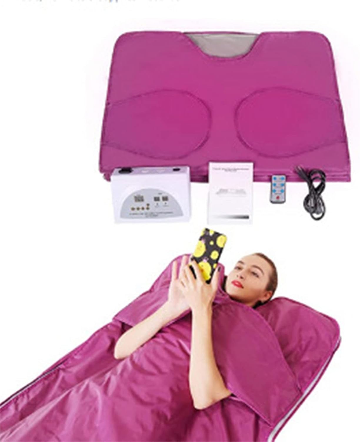 Far Infrared Sauna Blanket, 2 Zone Digital Controller Slimming Weight Detox Spa for Weight Loss Detox Relaxation with Safety Switch