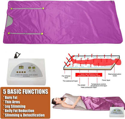 Vanell Far Infrared Sauna Detox Blanket - 2-Zone Spa Sauna Blanket, Overall Wrap Heating, FIR Technology, Zipper Type - Digital Body Heat Blanket
