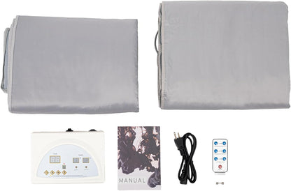 CNCEST Infrared Sauna Blanket,Portable Infrared Sauna with Sleeves for Home Detox,Fast Sweating Body Shape Fitness Far Infrared Sauna Blanket,Sauna Blanket,95-176℉,20-60 Minutes Timer,Silver