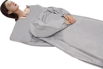 CNCEST Infrared Sauna Blanket,Portable Infrared Sauna with Sleeves for Home Detox,Fast Sweating Body Shape Fitness Far Infrared Sauna Blanket,Sauna Blanket,95-176℉,20-60 Minutes Timer,Silver