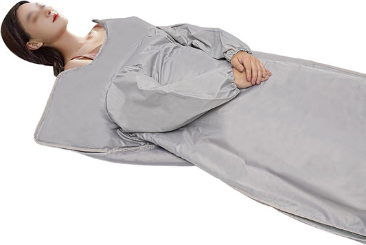 CNCEST Infrared Sauna Blanket,Portable Infrared Sauna with Sleeves for Home Detox,Fast Sweating Body Shape Fitness Far Infrared Sauna Blanket,Sauna Blanket,95-176℉,20-60 Minutes Timer,Silver
