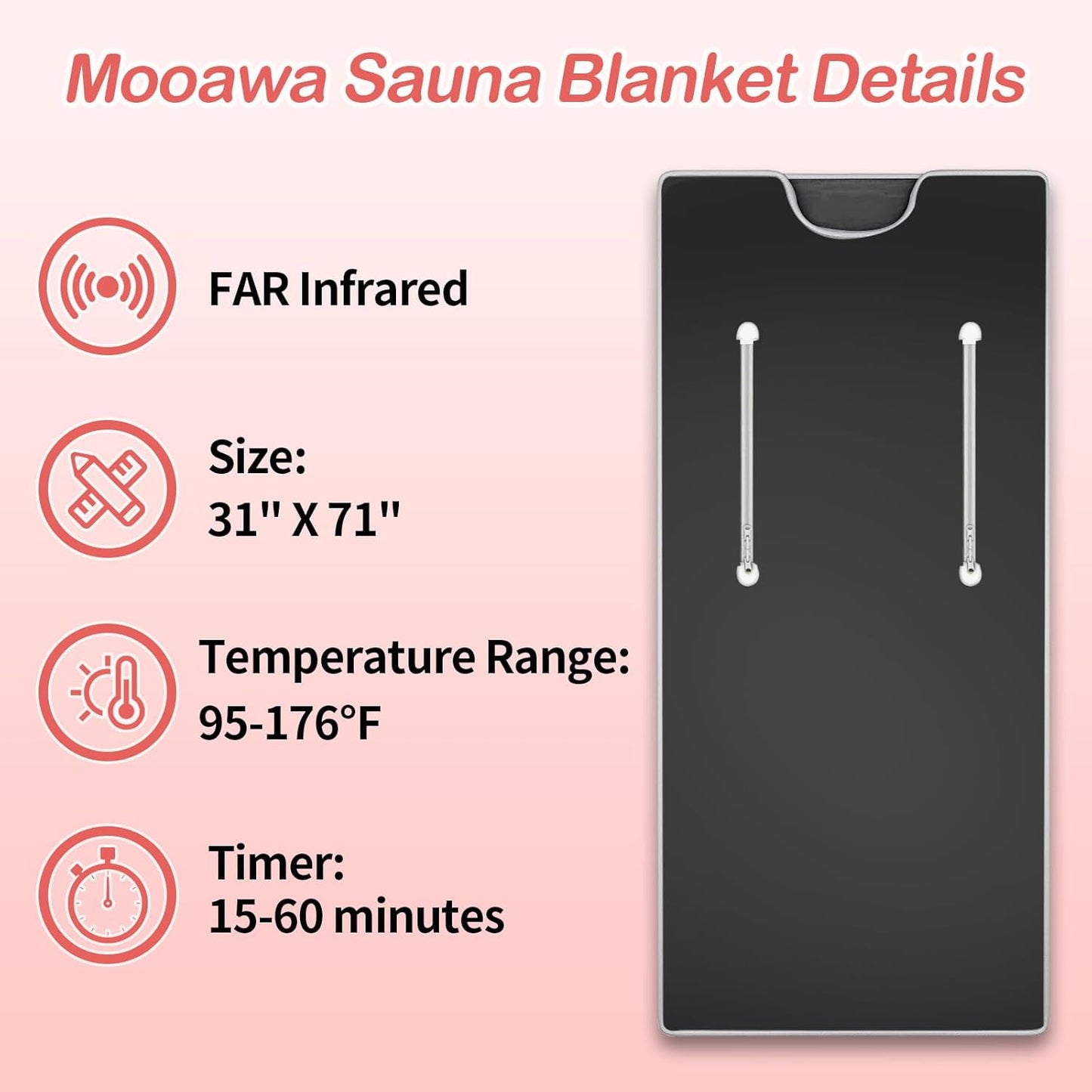 Far Infrared Sauna Blanket for Detox Portable Infrared Sauna Blanket Heating Sauna Blanket for Home Therapy Remote Controller Sauna Blanket with 95–176 °F Temp Range Black