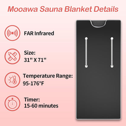 Far Infrared Sauna Blanket for Detox Portable Infrared Sauna Blanket Heating Sauna Blanket for Home Therapy Remote Controller Sauna Blanket with 95–176 °F Temp Range Black