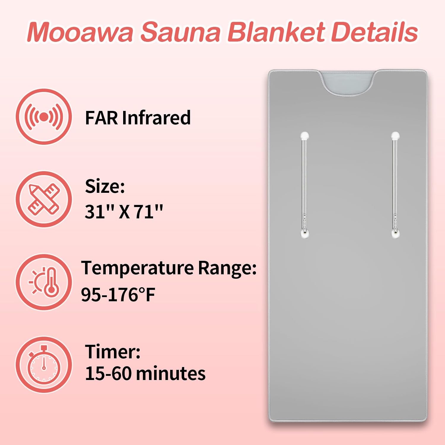 Far Infrared Sauna Blanket for Detox Portable Infrared Sauna Blanket Heating Sauna Blanket for Home Therapy Remote Controller Sauna Blanket with 95–176 °F Temp Range Silver