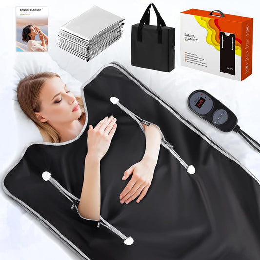 Infrared Sauna Blanket-Sauna Blanket for Home Use, Portable Design for Relaxation and Detoxification Highest 176℉, 20-60 Minutes Timer, 6 ft x 2.65 ft（Onyx Black）