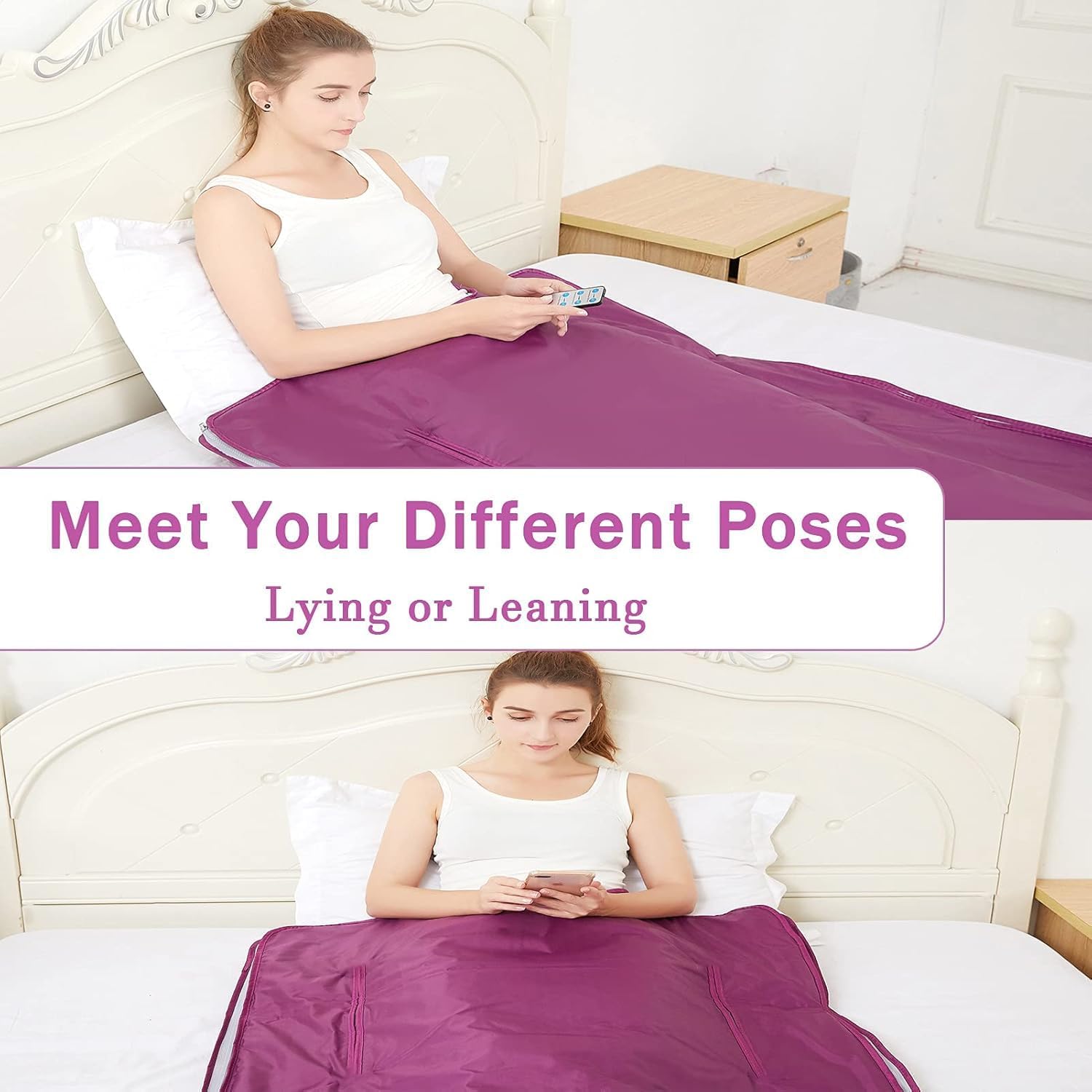 Natural Jade and Tourmaline Heat Far Infrared Sauna Blanket Home Sauna Bed Therapy Heated Portable Sauna Blanket for Home Detox 71 * 32inch