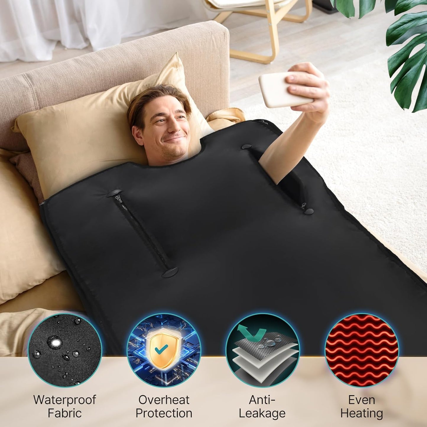 TOREAD Far Infrared Portable Sauna Blanket with Remote Control, Adjustable Temperature, Fast Sweating Sauna Bed Body Heating for Home Relaxation