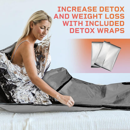 LifePro Sauna Blanket for Detoxification - Portable Far Infrared Sauna for Home Detox Calm Your Body and Mind Large Gray - Sauna for in-Home Use