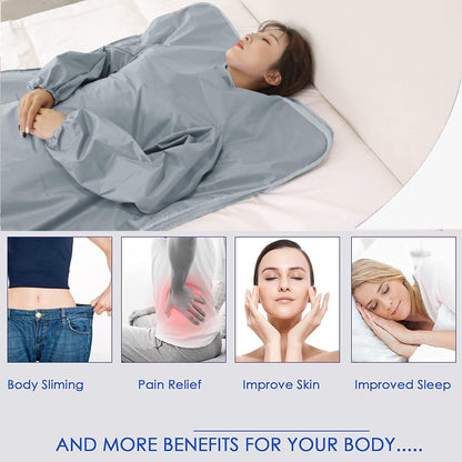 Sleeves Design Far-Infrared Sauna Blanket Fast Heating with Digital Control, Intelligent Remote Control 110V Pain Relief Detox Sauna Bed