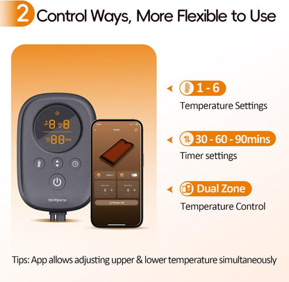 Comfytemp Infrared Sauna Blanket 35" X 78" Extra Large, Support Dual Zone Temperature Control & App Control — Smarter & Safer Portable Sauna Blanket, Low EMF, for Sweating, for Mom
