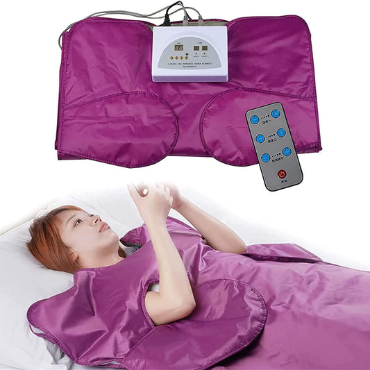 Far Infrared Sauna Blanket, 2 Zone Digital Controller Slimming Weight Detox Spa for Weight Loss Detox Relaxation with Safety Switch