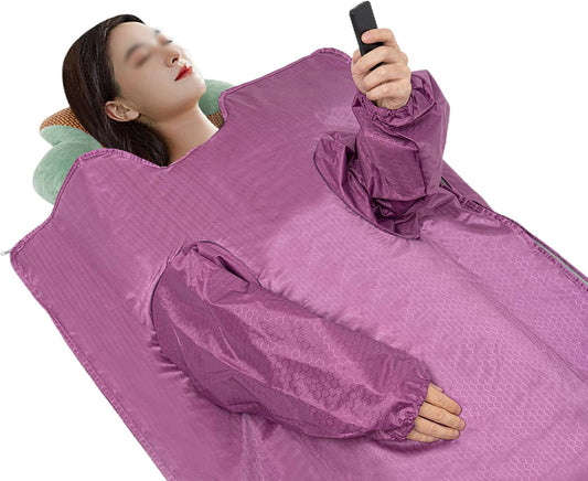 Infrared Sauna Blanket 6 ft x 2.6 ft, Portable Far Infrared Sauna Blanket for Home Use, Body Relaxation and Detoxification, 95-176°F, 0-60 Minutes Timer (Purple)
