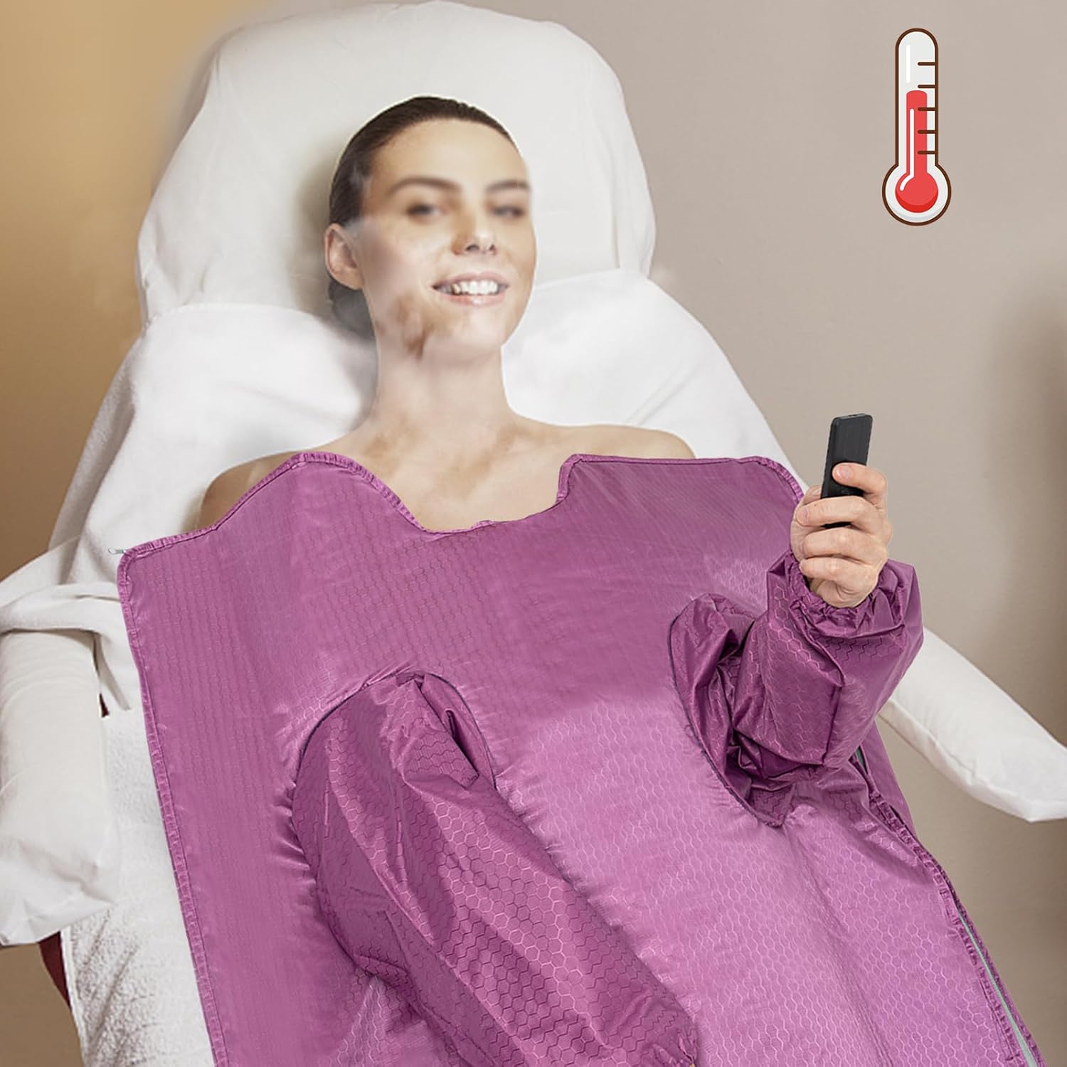 Infrared Sauna Blanket 6 ft x 2.6 ft, Portable Far Infrared Sauna Blanket for Home Use, Body Relaxation and Detoxification, 95-176°F, 0-60 Minutes Timer (Purple)