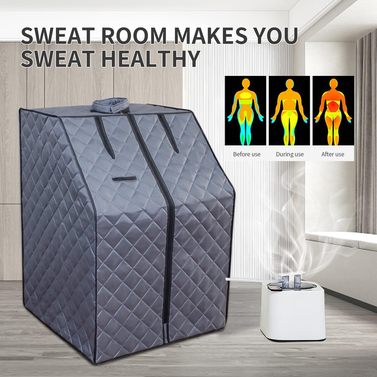 Portable Sauna for Home,Steam Sauna Tent with Large Folding Chair,Infrared Sauna Heater with Remote,Indoor Sauna Box for Spa,Personal Sauna with 1000W Power in Home Sauna