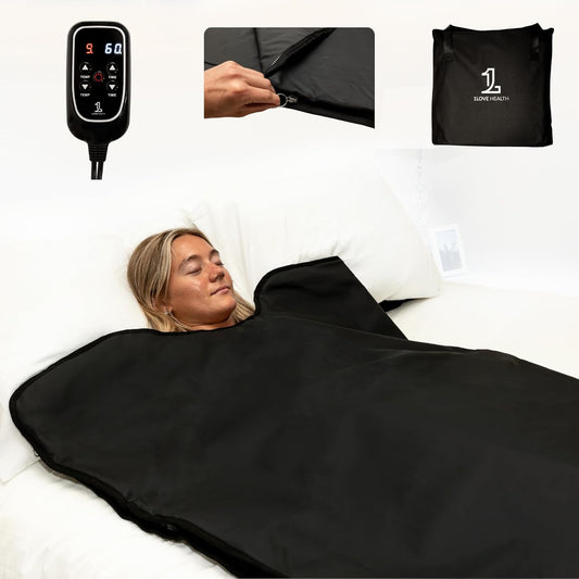 1Love Sauna Blanket Pro | Far Infrared Sauna Blanket | 77-176°F | 0 EMFs, ELFs & VOCs | 72”x32” | Black | with Amethyst Crystals