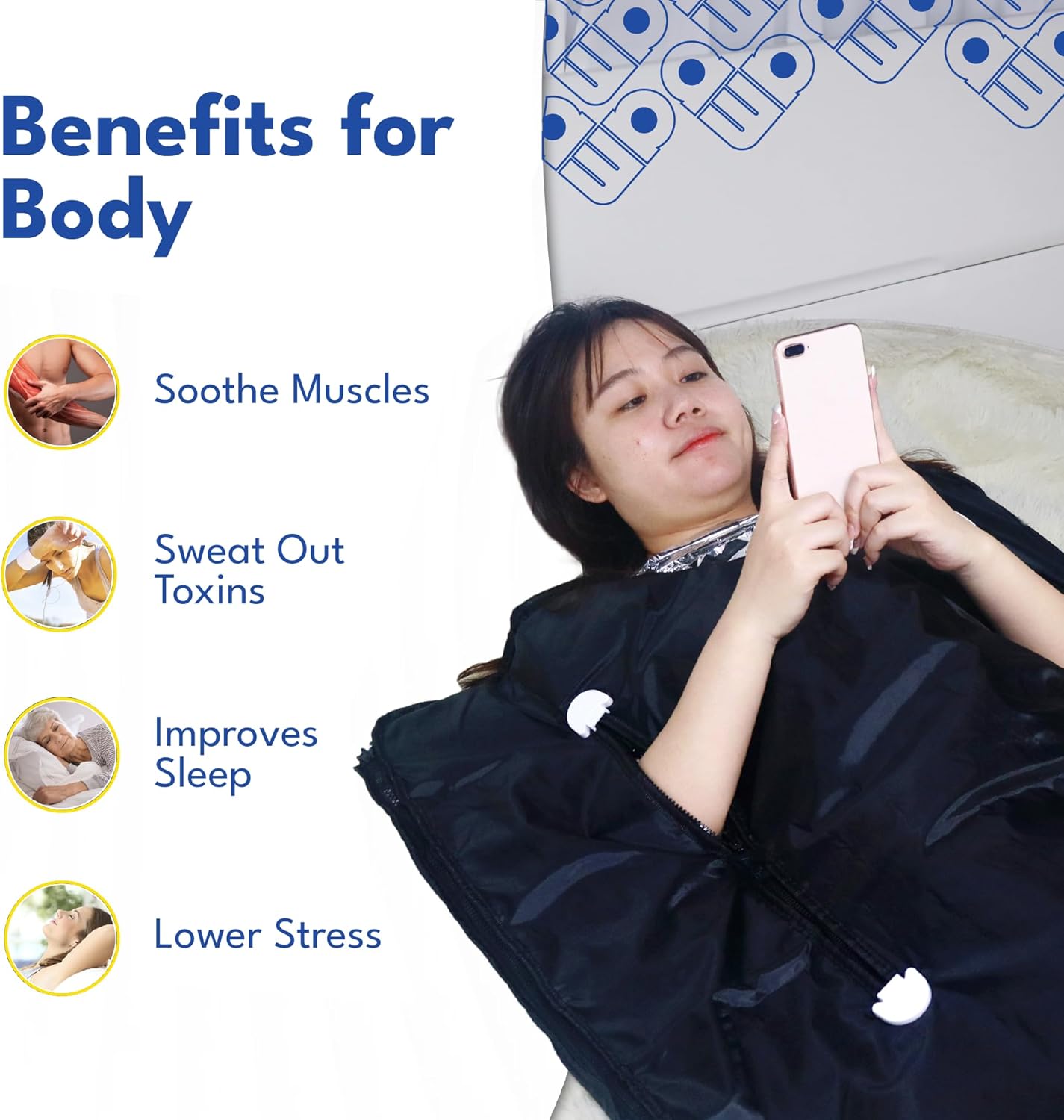 HL300 Portable Far Infrared Sauna Blanket for Body Relaxation & Detoxification, 1-60 Minutes Timer, 95-185°F Temp. Control